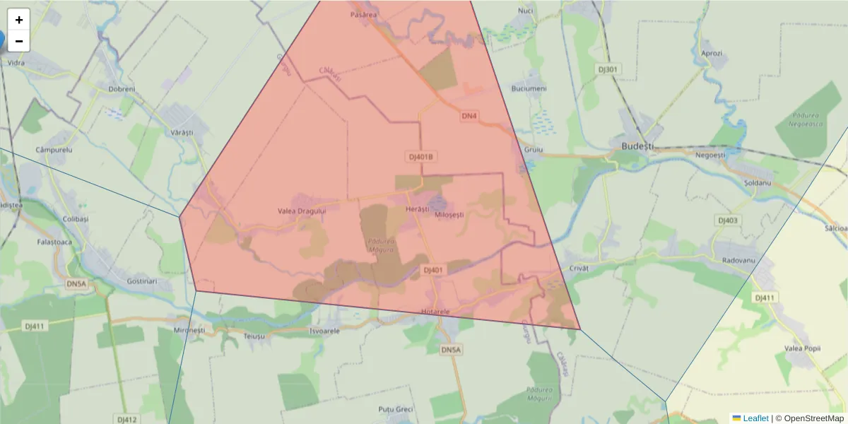 Hartă a codului poștal  și a codurilor poștale învecinate