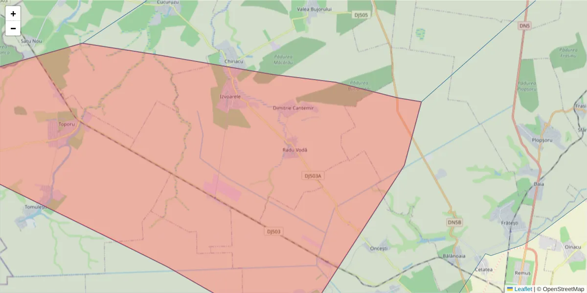 Hartă a codului poștal  și a codurilor poștale învecinate