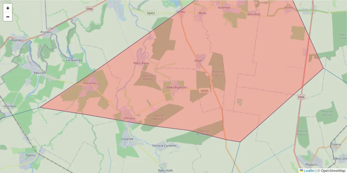 Hartă a codului poștal  și a codurilor poștale învecinate