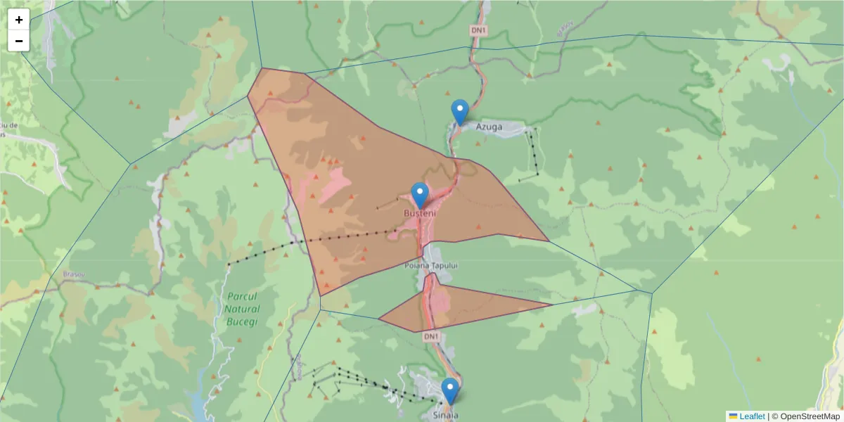 Hartă a codului poștal  și a codurilor poștale învecinate