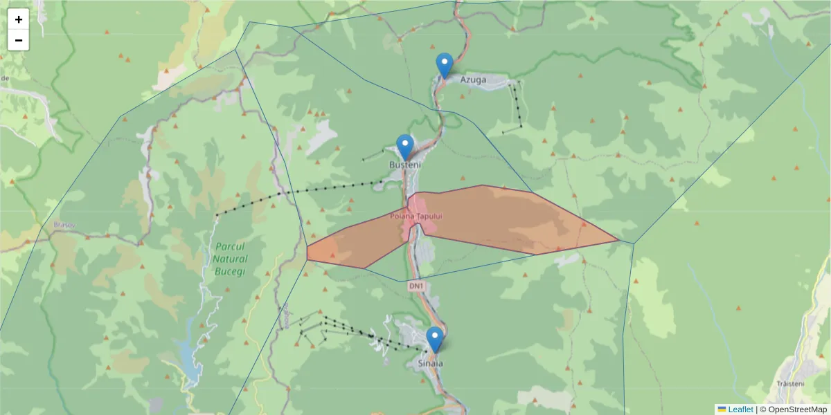 Hartă a codului poștal  și a codurilor poștale învecinate