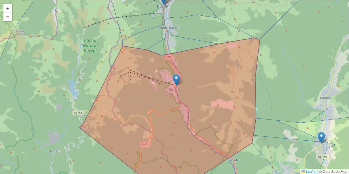 Hartă a codului poștal  și a codurilor poștale învecinate