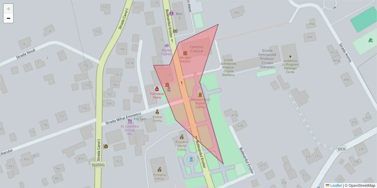 Hartă a codului poștal  și a codurilor poștale învecinate