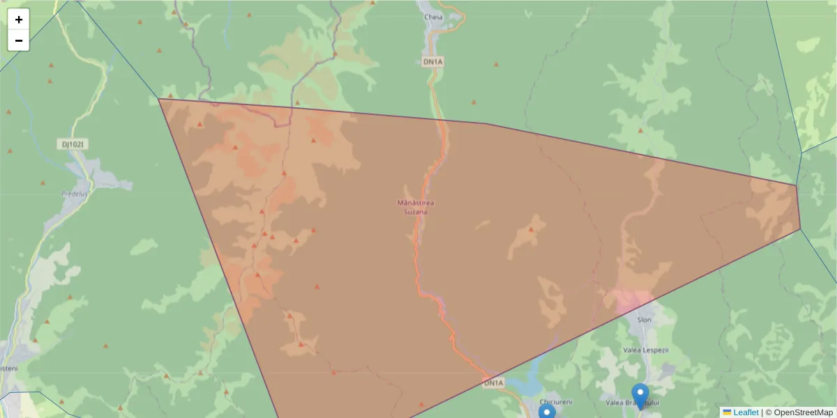 Hartă a codului poștal  și a codurilor poștale învecinate