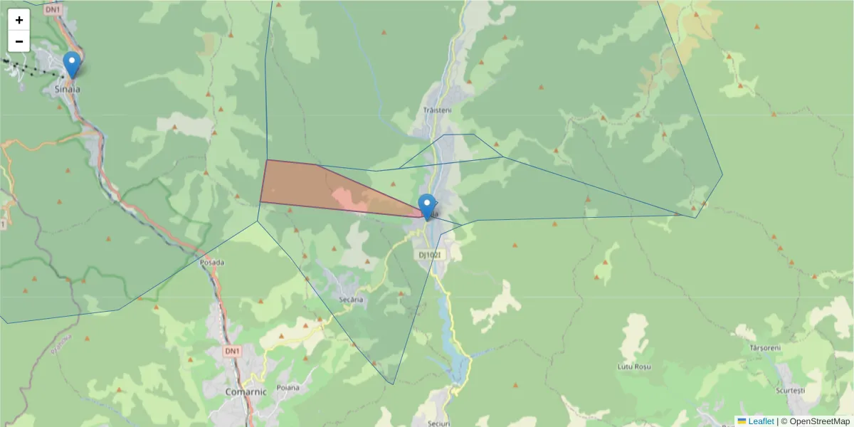 Hartă a codului poștal  și a codurilor poștale învecinate