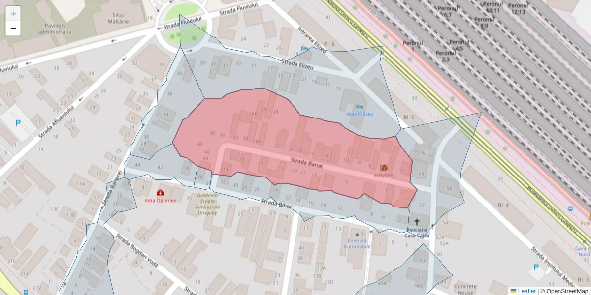 Hartă a codului poștal  și a codurilor poștale învecinate