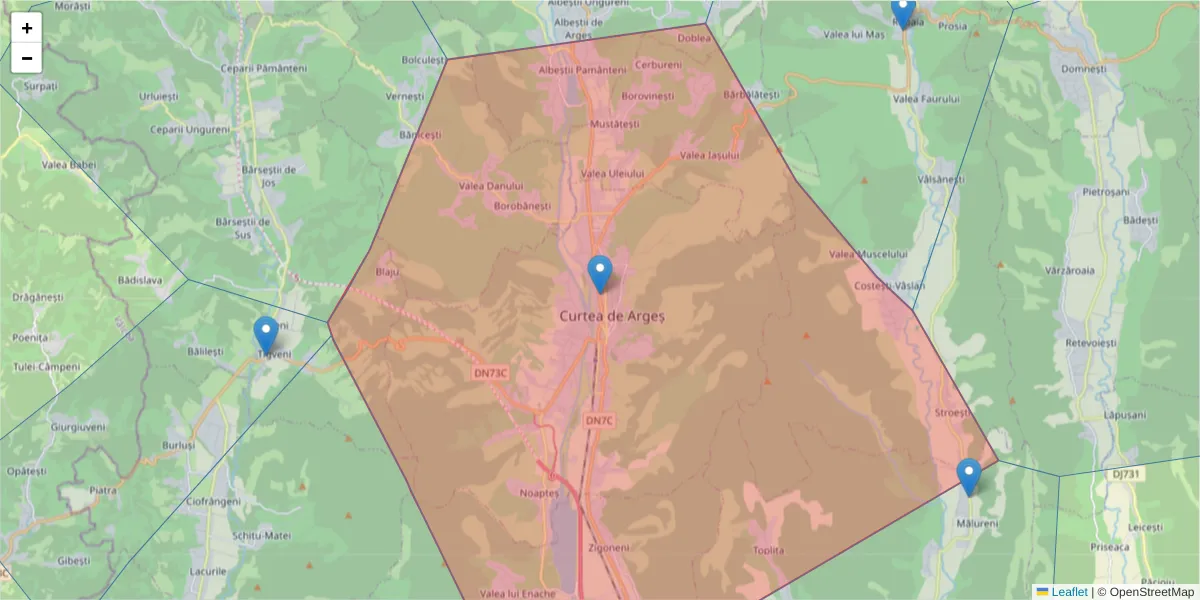 Hartă a codului poștal  și a codurilor poștale învecinate