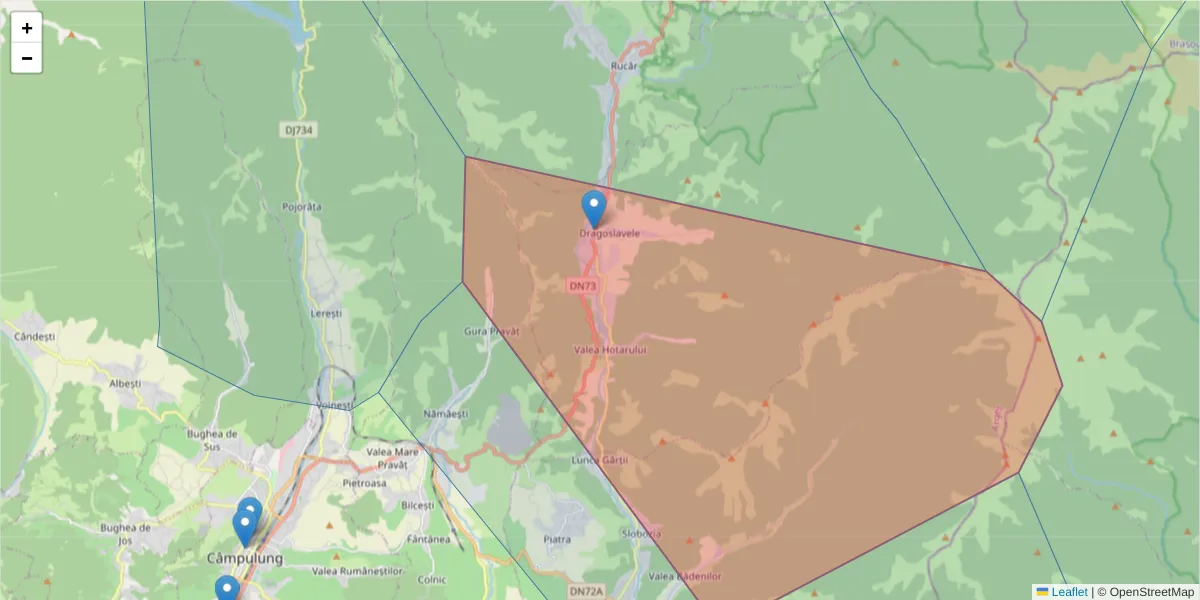 Hartă a codului poștal  și a codurilor poștale învecinate