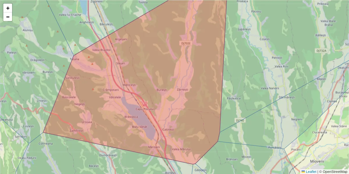 Hartă a codului poștal  și a codurilor poștale învecinate