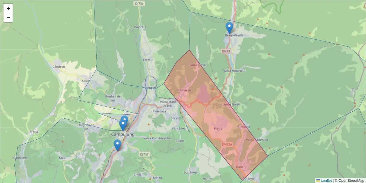 Hartă a codului poștal  și a codurilor poștale învecinate