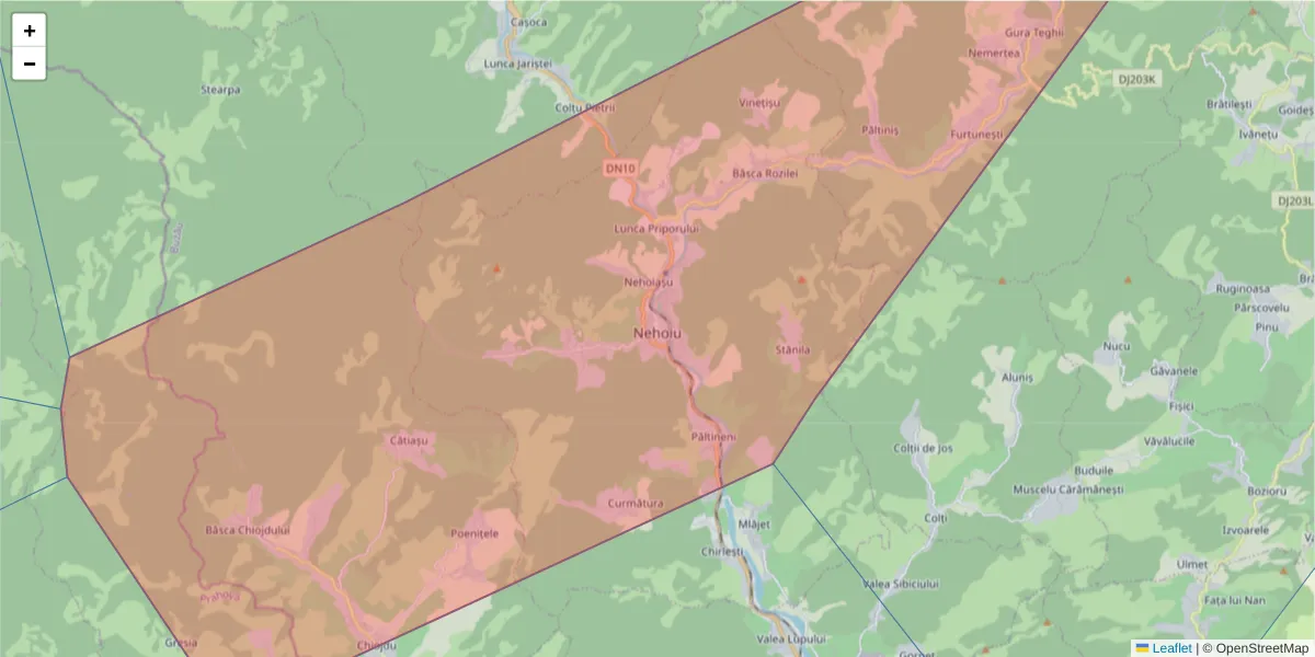 Hartă a codului poștal  și a codurilor poștale învecinate