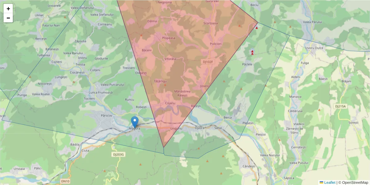 Hartă a codului poștal  și a codurilor poștale învecinate