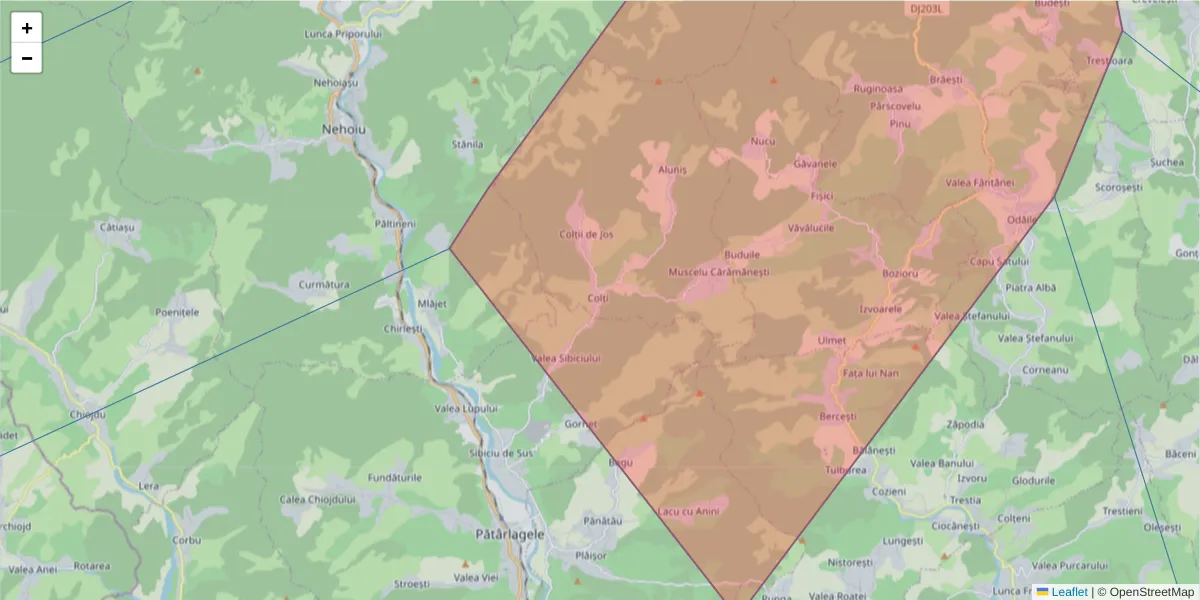Hartă a codului poștal  și a codurilor poștale învecinate