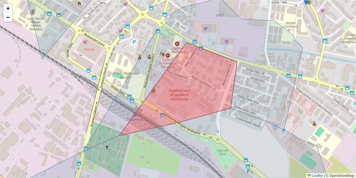 Hartă a codului poștal  și a codurilor poștale învecinate