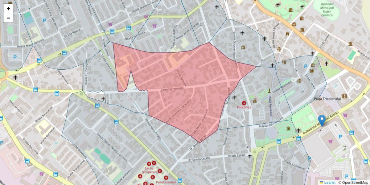 Hartă a codului poștal  și a codurilor poștale învecinate