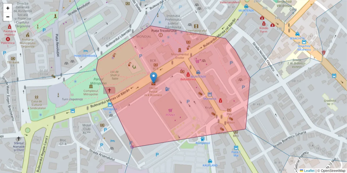 Hartă a codului poștal  și a codurilor poștale învecinate