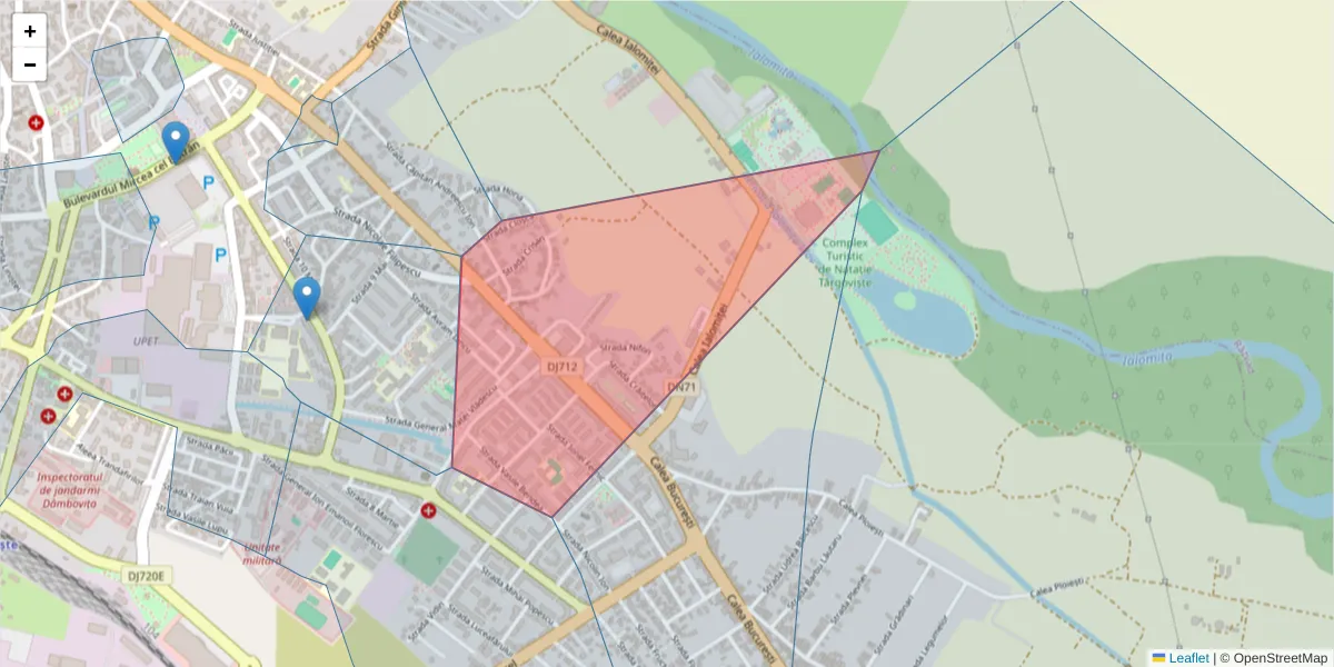 Hartă a codului poștal  și a codurilor poștale învecinate