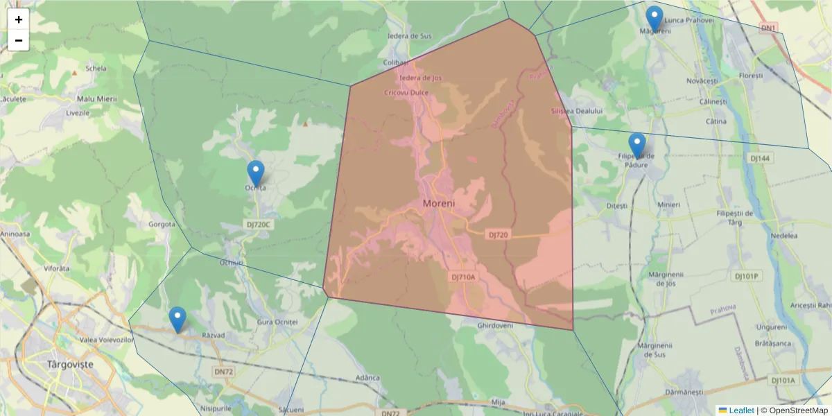 Hartă a codului poștal  și a codurilor poștale învecinate