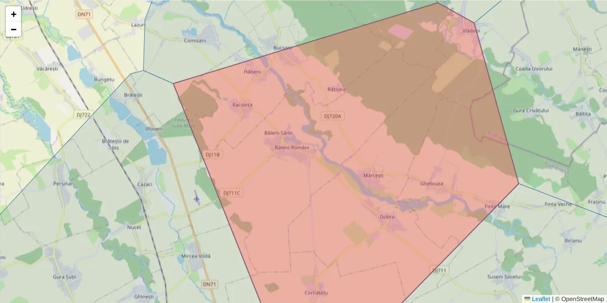 Hartă a codului poștal  și a codurilor poștale învecinate