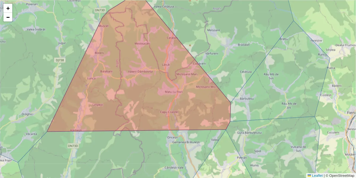 Hartă a codului poștal  și a codurilor poștale învecinate