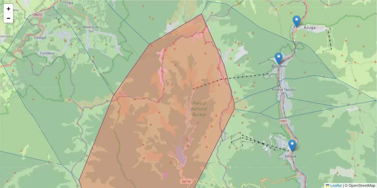 Hartă a codului poștal  și a codurilor poștale învecinate
