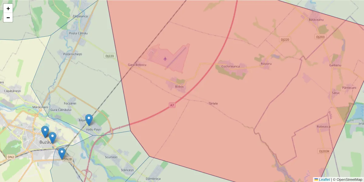 Hartă a codului poștal  și a codurilor poștale învecinate