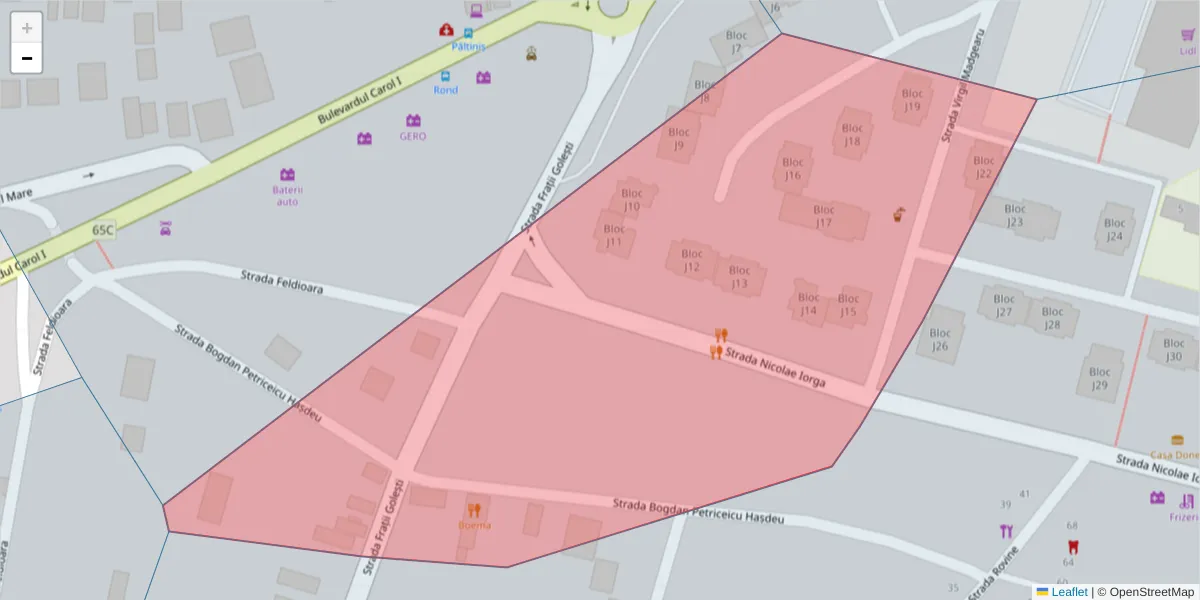 Hartă a codului poștal  și a codurilor poștale învecinate