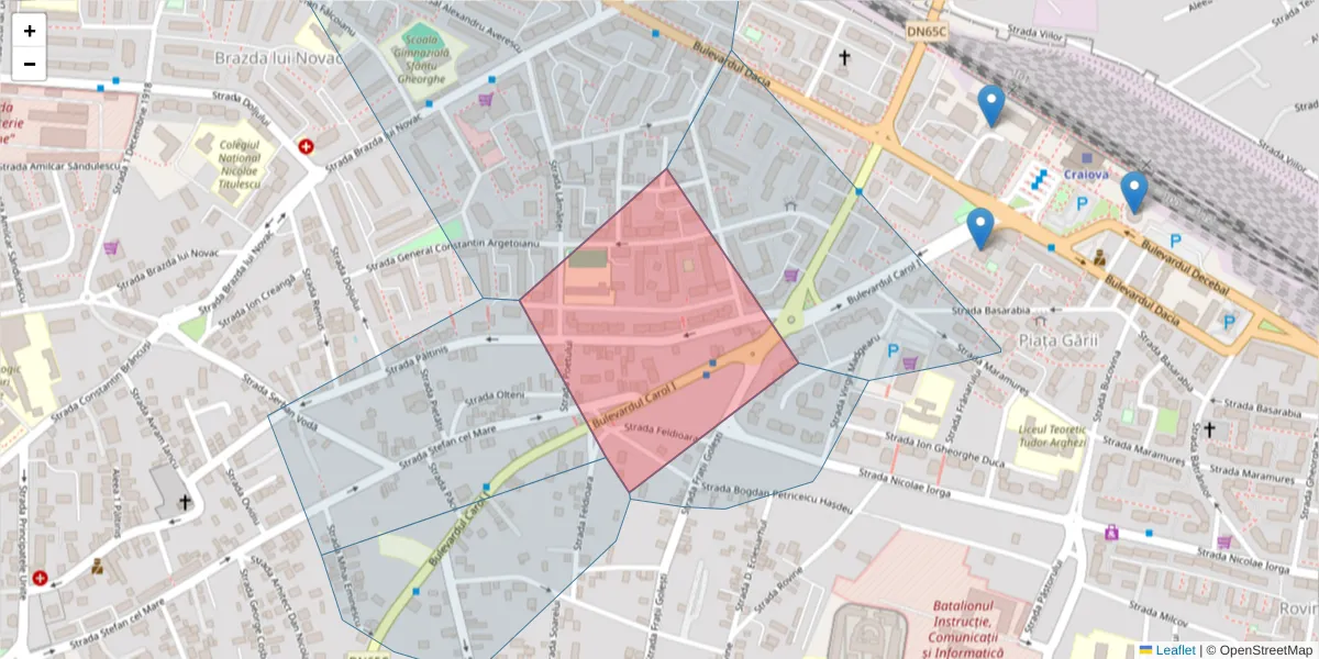 Hartă a codului poștal  și a codurilor poștale învecinate