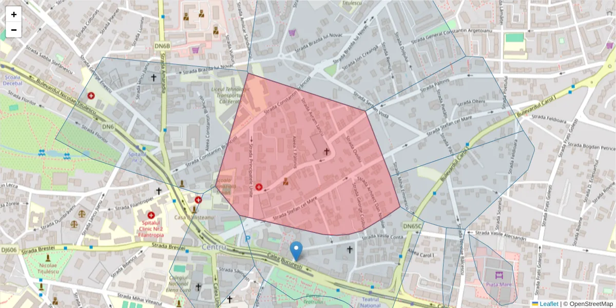 Hartă a codului poștal  și a codurilor poștale învecinate