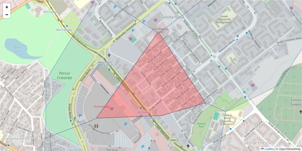 Hartă a codului poștal  și a codurilor poștale învecinate