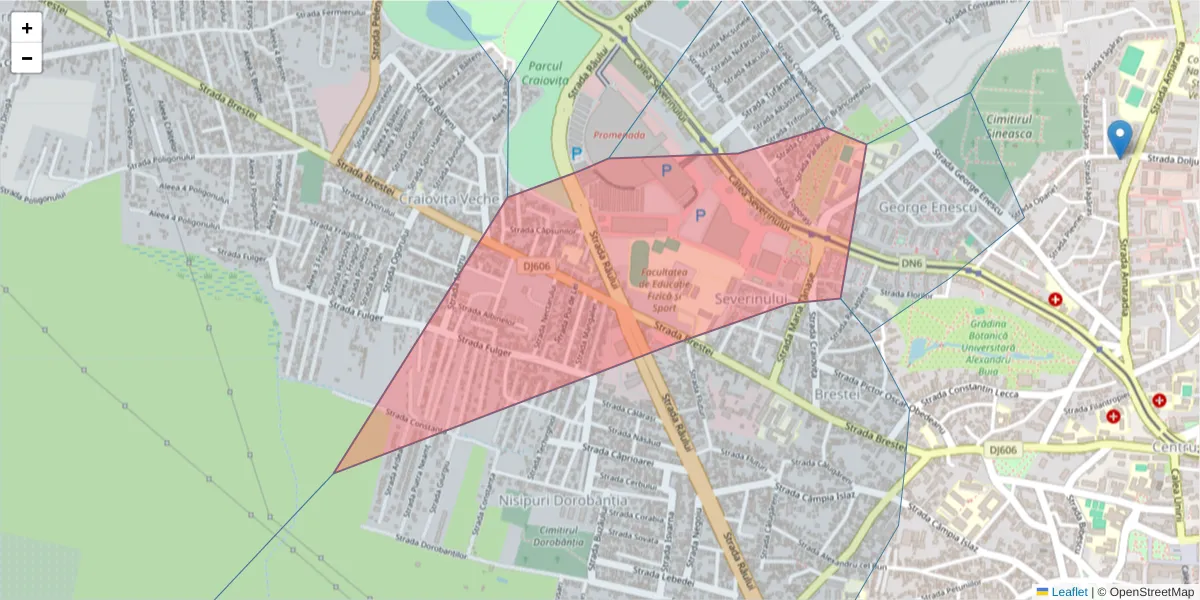 Hartă a codului poștal  și a codurilor poștale învecinate