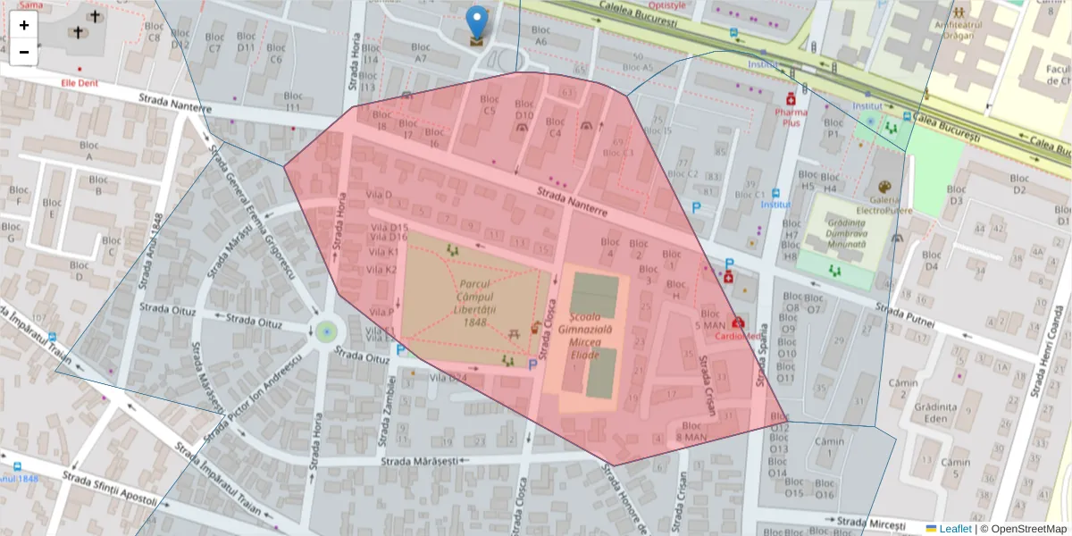 Hartă a codului poștal  și a codurilor poștale învecinate