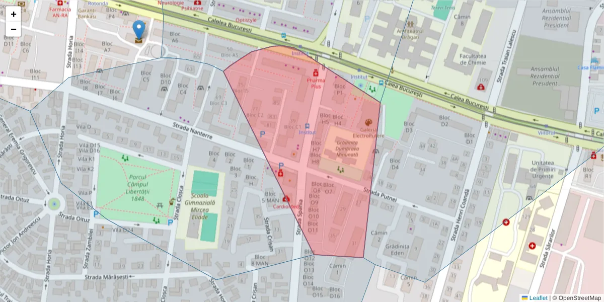Hartă a codului poștal  și a codurilor poștale învecinate