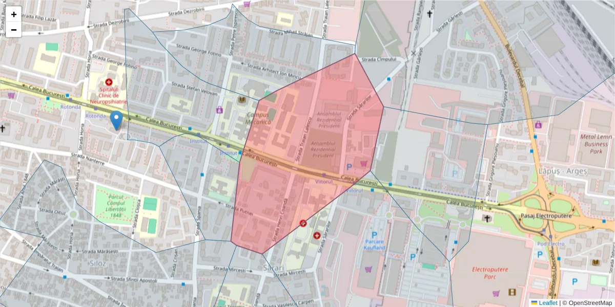 Hartă a codului poștal  și a codurilor poștale învecinate