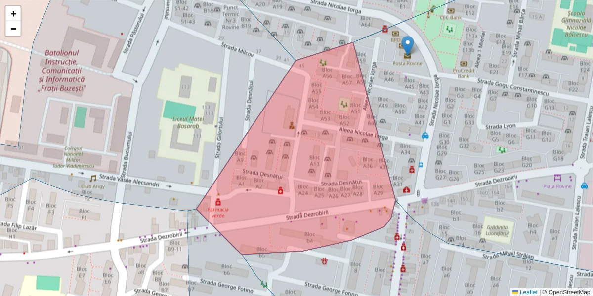 Hartă a codului poștal  și a codurilor poștale învecinate