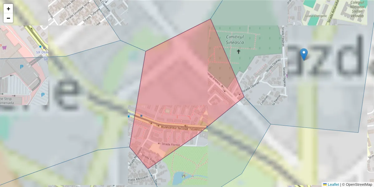 Hartă a codului poștal  și a codurilor poștale învecinate