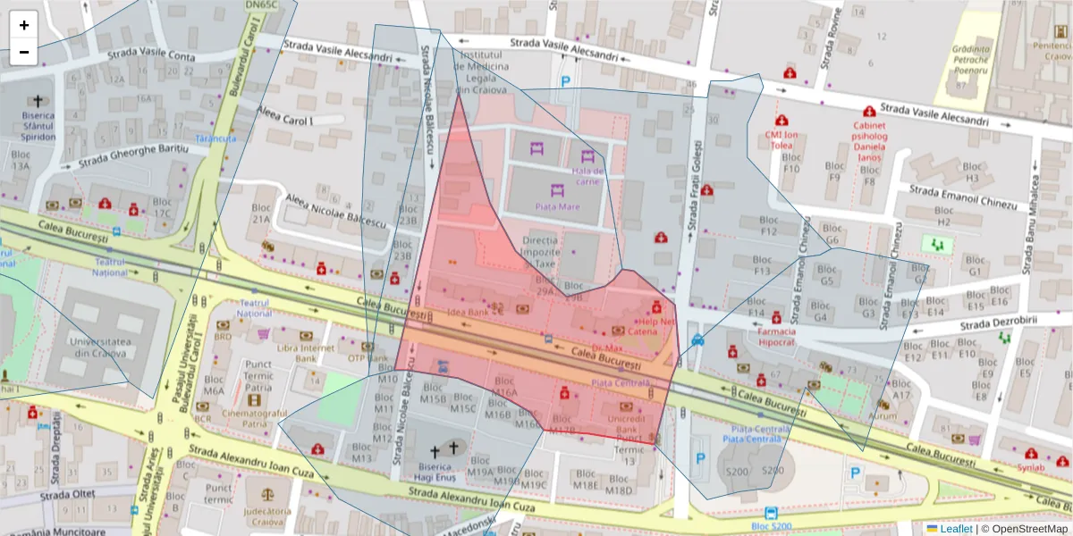 Hartă a codului poștal  și a codurilor poștale învecinate