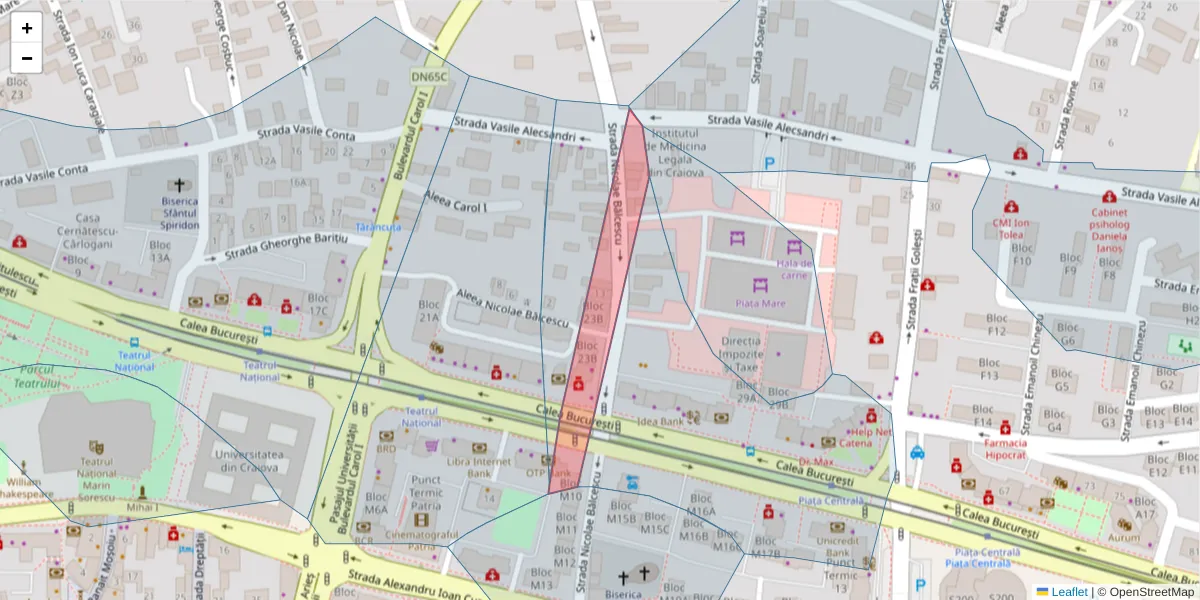 Hartă a codului poștal  și a codurilor poștale învecinate