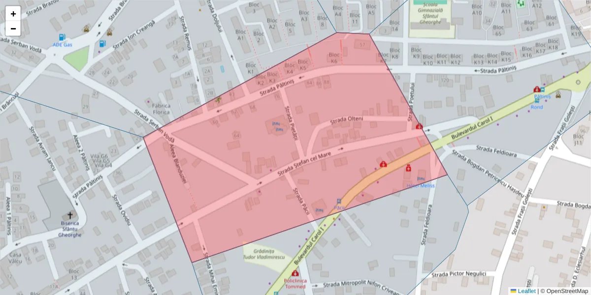 Hartă a codului poștal  și a codurilor poștale învecinate