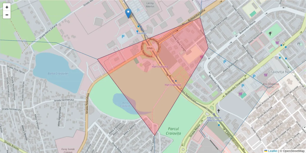 Hartă a codului poștal  și a codurilor poștale învecinate