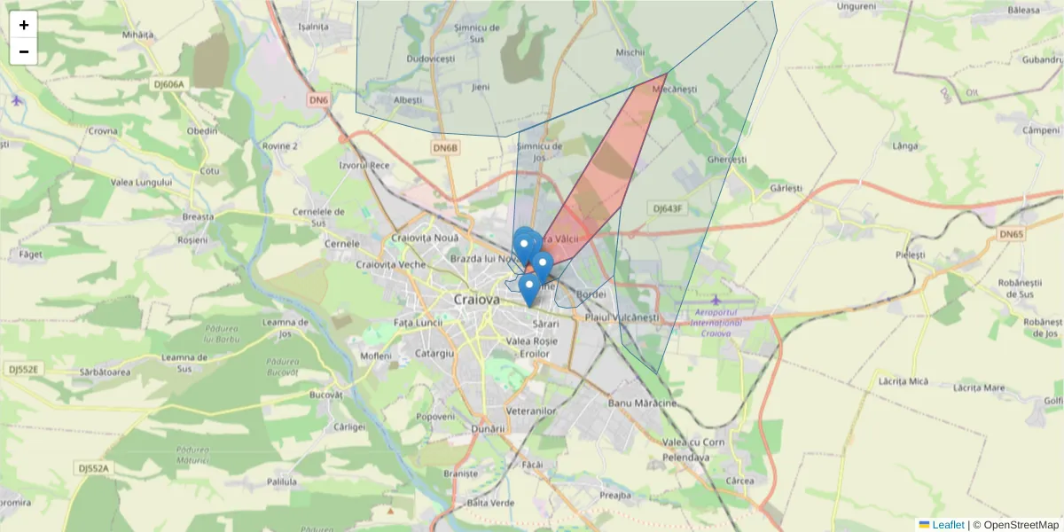 Hartă a codului poștal  și a codurilor poștale învecinate