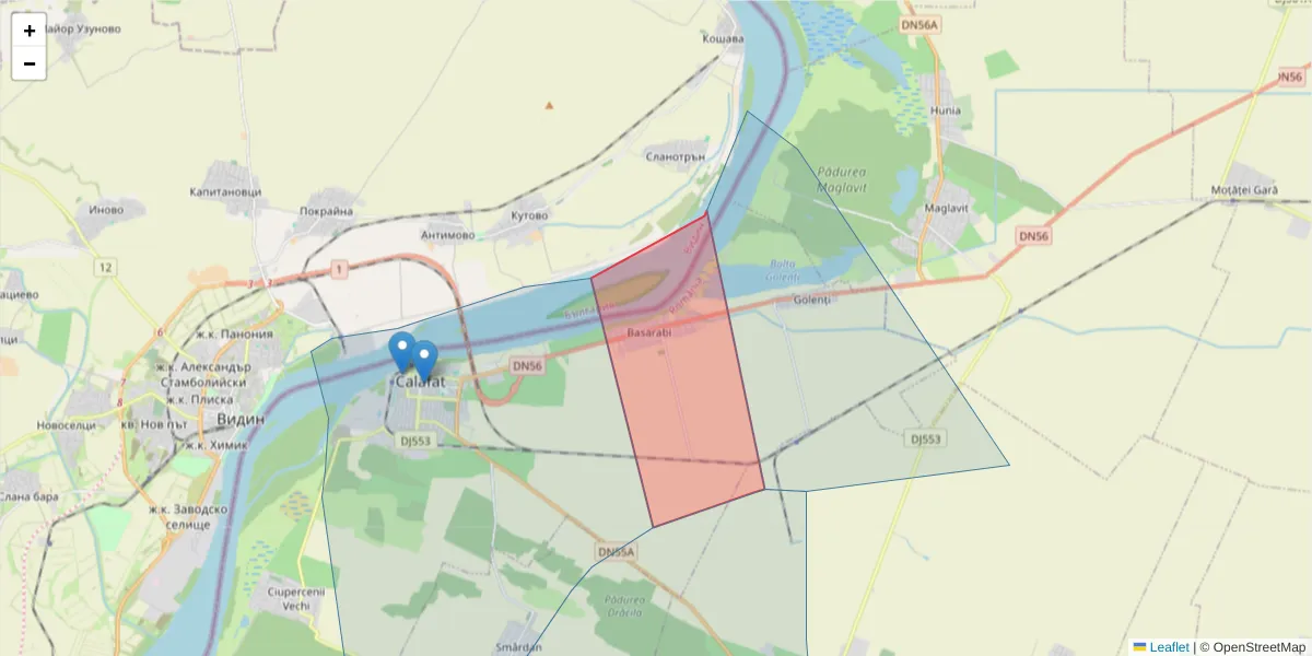 Hartă a codului poștal  și a codurilor poștale învecinate
