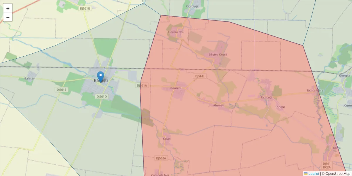 Hartă a codului poștal  și a codurilor poștale învecinate