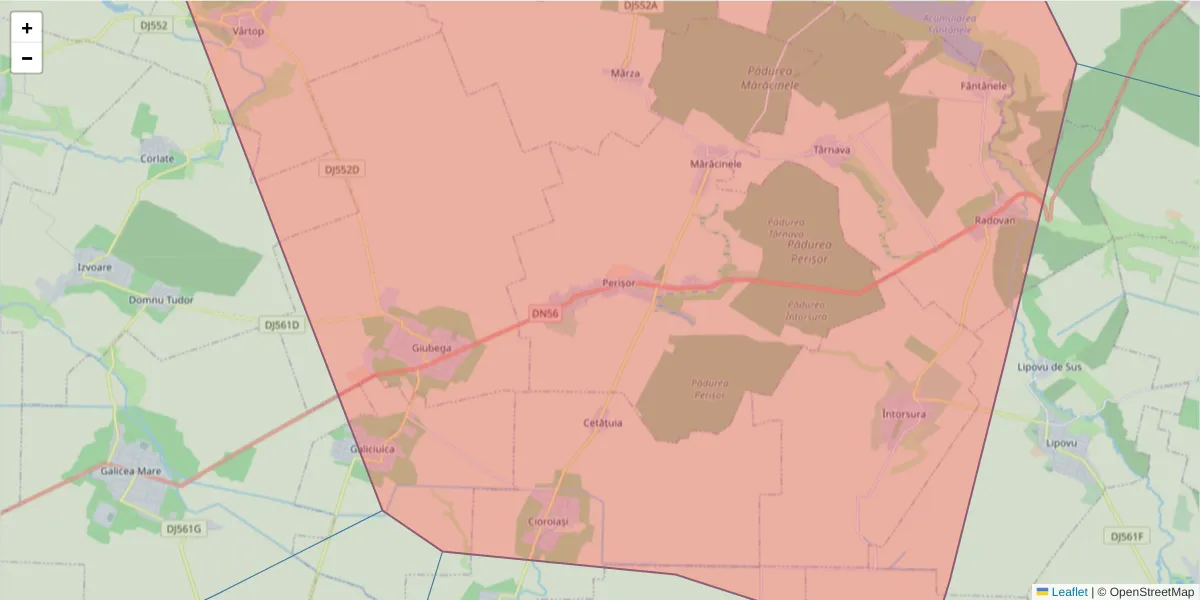 Hartă a codului poștal  și a codurilor poștale învecinate
