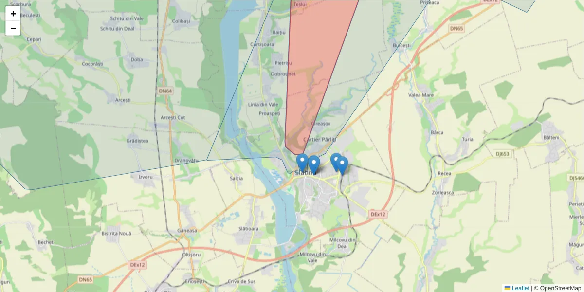 Hartă a codului poștal  și a codurilor poștale învecinate