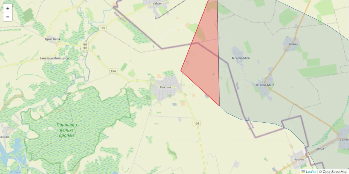 Hartă a codului poștal  și a codurilor poștale învecinate