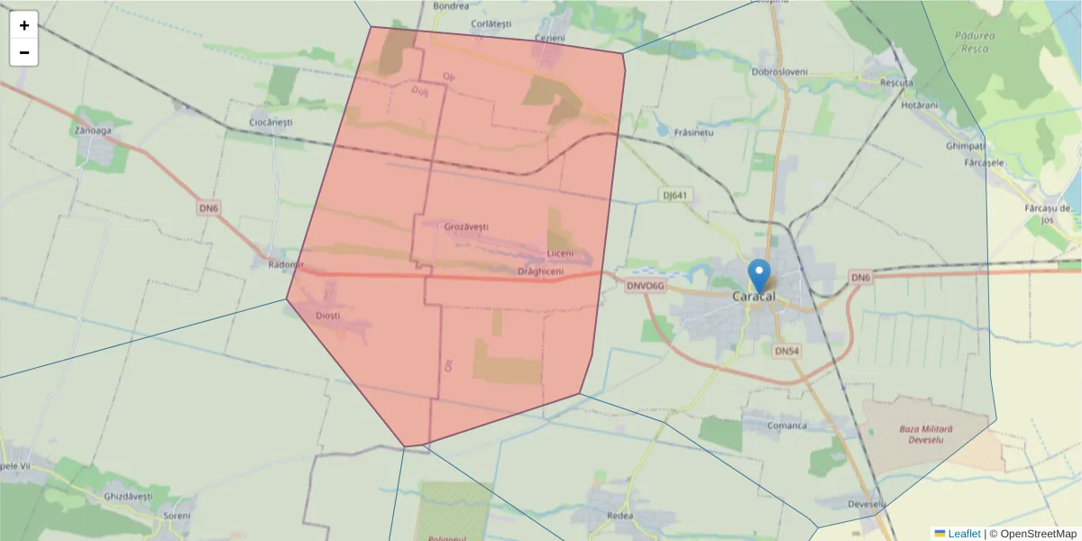 Hartă a codului poștal  și a codurilor poștale învecinate