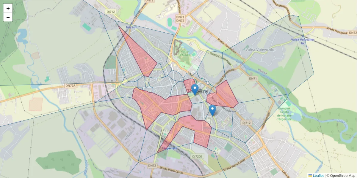 Hartă a codului poștal  și a codurilor poștale învecinate