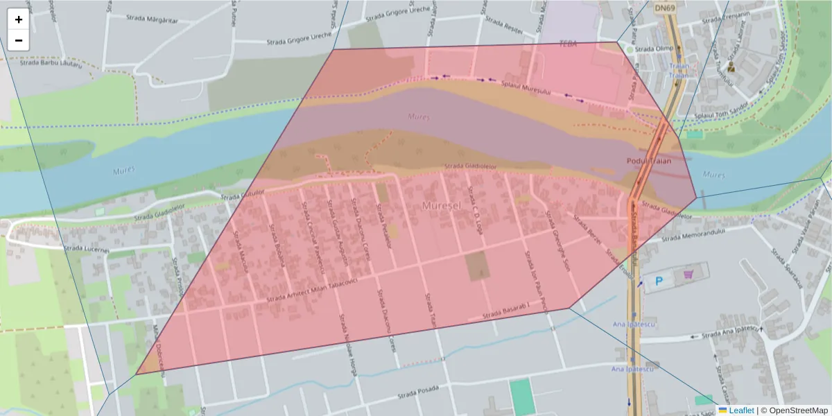 Hartă a codului poștal  și a codurilor poștale învecinate
