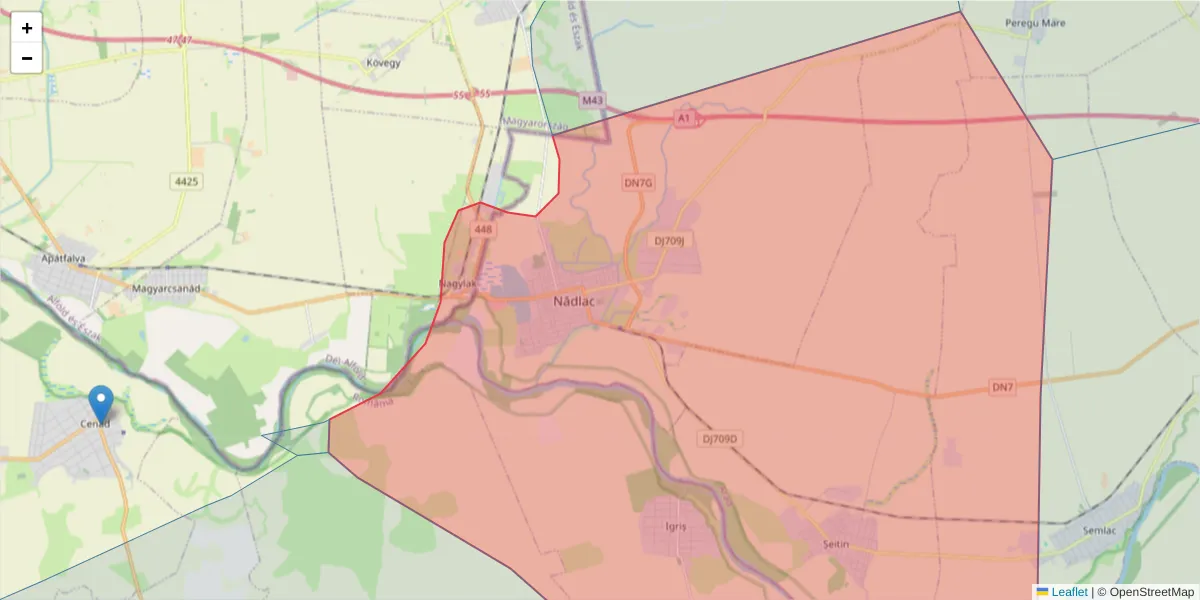 Hartă a codului poștal  și a codurilor poștale învecinate